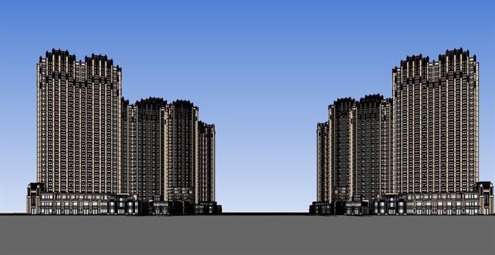 ARTDECO风格高层居住小区总体模型(2)