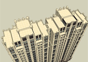 18层西方新古典风格高层住宅建筑设计su(SU(草图大师)）模型