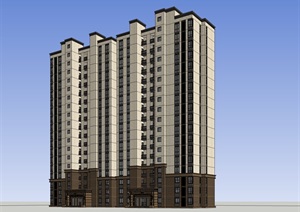 18层西方新古典风格高层住宅建筑设计su(SU(草图大师)）精品模型