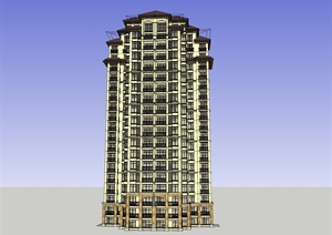 20层西方新古典高层住宅建筑设计su(SU(草图大师)）模型