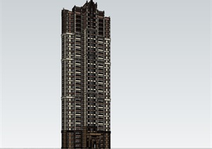 33层西方新古典高层住宅建筑设计su(SU(草图大师)）模型