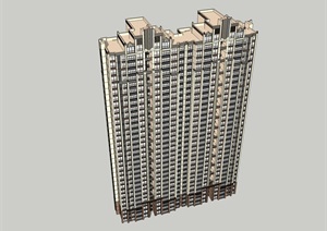 33层西方新古典住宅建筑设计su(SU(草图大师)）精品模型