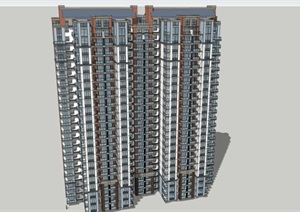 24层板式新古典住宅建筑设计su(SU(草图大师)）精品模型