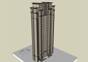34层欧式风格高层住宅建筑设计su(SU(草图大师)）精品模型