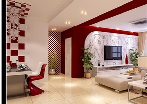 现代风格住宅详细客厅装饰设计3d模型及效果图