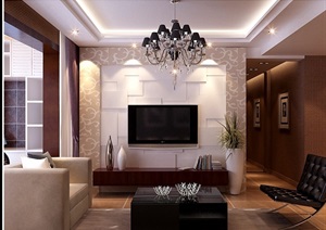 现代风格详细的住宅室内客厅装饰设计3d模型及效果图