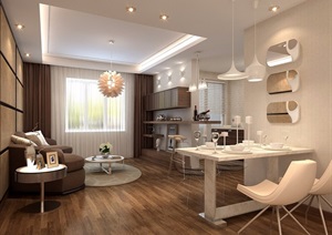 现代风格详细住宅室内客厅装饰设计3d模型