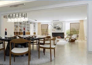 现代风格详细的完整住宅室内客厅装饰设计3d模型及效果图
