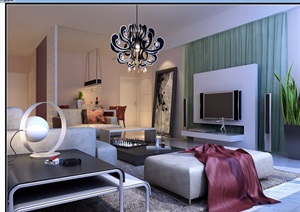 现代住宅详细室内客厅装饰设计3d模型及效果图