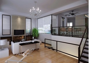 详细的整体住宅客厅装饰设计3d模型