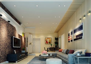 现代住宅室内客厅装饰设计3d模型