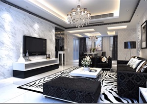 详细的现代住宅室内客厅装饰设计3d模型及效果图