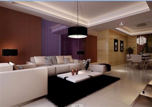 详细的住宅室内客厅空间设计3d模型及效果图