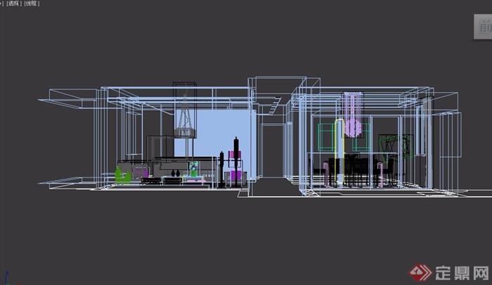 详细的住宅室内客厅空间设计3d模型及效果图