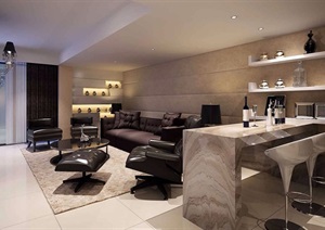 住宅空间室内客厅装饰设计3d模型及效果图