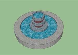 圆形独特的水池设施素材设计SU(草图大师)模型