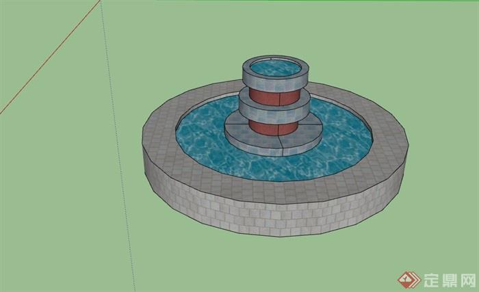 圆形独特的水池设施素材设计su模型