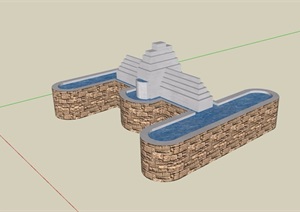 现代独特的水池素材设计SU(草图大师)模型