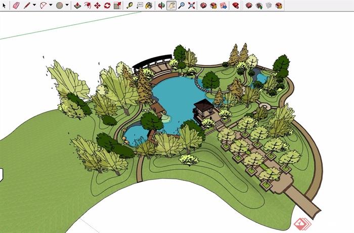详细的庭院花园景观设计su模型