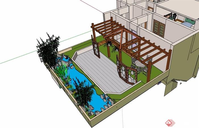 屋顶花园简单设计su模型