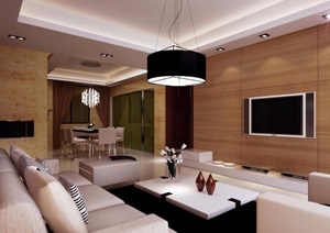 住宅详细的完整客厅室内装饰设计3d模型