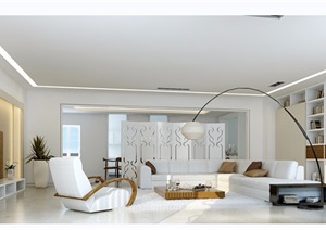 住宅详细的室内简约客厅装饰设计3d模型及效果图