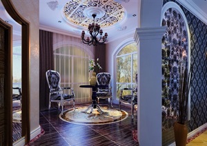 某整体详细的完整客厅装饰设计3d模型及效果图