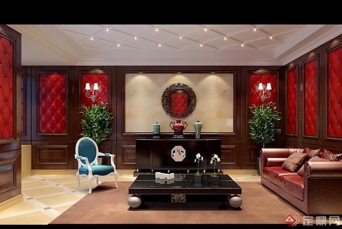 欧式详细的住宅室内客厅空间装饰设计3d模型及效果图