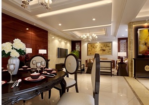 详细的欧式住宅室内客厅装饰设计3d模型及效果图