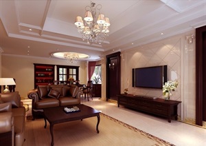 详细的住宅客厅装饰设计3d模型