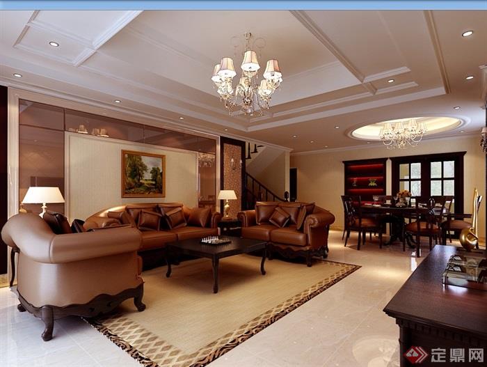 详细的住宅客厅装饰设计3d模型