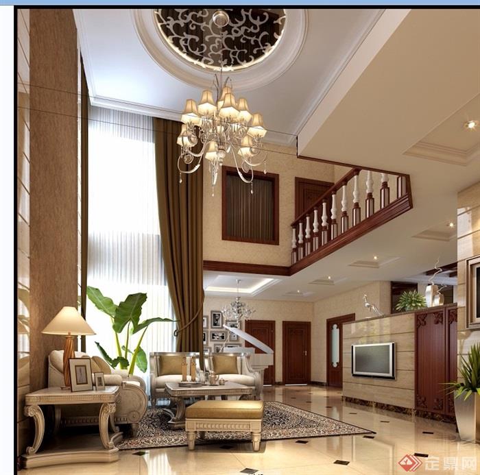 住宅详细的欧式风格客厅装饰设计3d模型及效果图