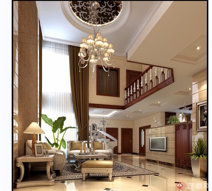 住宅详细的欧式风格客厅装饰设计3d模型及效果图