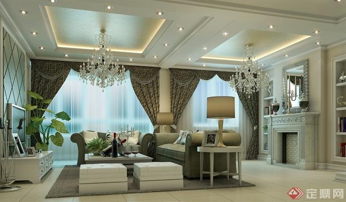 详细的完整住宅室内客厅装饰设计3d模型及效果图