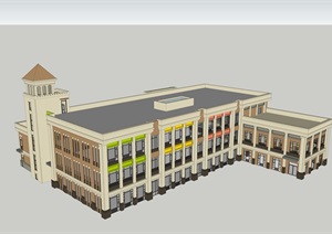 简约欧式幼儿园游乐园建筑设计SU(草图大师)模型