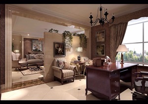 详细的完整住宅室内客餐厅装饰设计3d模型及效果图