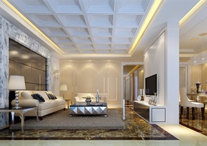 住宅详细的整体完整住宅客厅设计3d模型及效果图