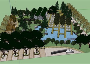 现代简单的小游园景观设计SU(草图大师)模型
