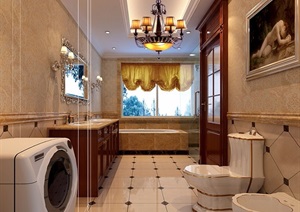 欧式风格详细的室内卫浴空间装饰设计3d模型及效果图