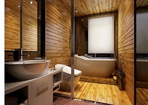 现代详细的卫生间卫浴空间装饰3d模型及效果图