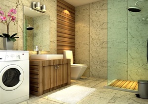 住宅详细室内卫浴空间装饰3d模型及效果图