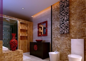 现代风格详细的完整卫浴空间装饰3d模型及效果图
