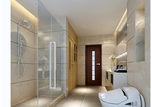 住宅详细室内现代卫浴空间装饰3d模型及效果图