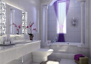 详细的完整室内卫浴空间装饰3d模型及效果图