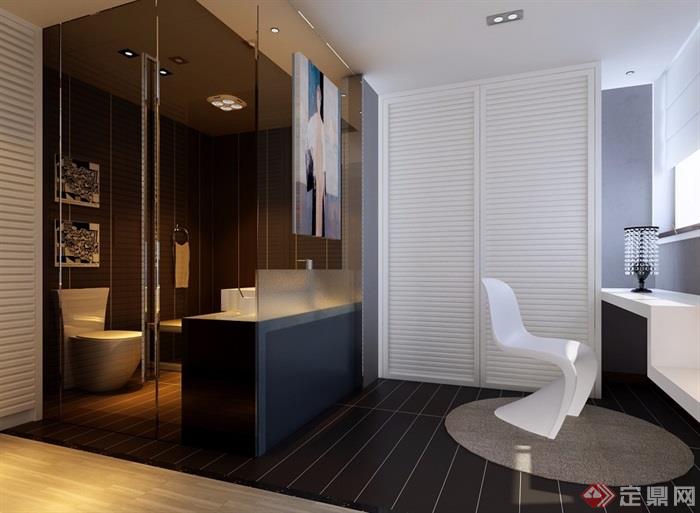 住宅详细的完整室内卫浴空间su模型及效果图
