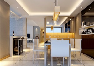 住宅室内空间餐厅装饰设计3d模型及效果图