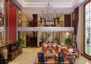 住宅详细的完整客厅装饰设计3d模型及效果图
