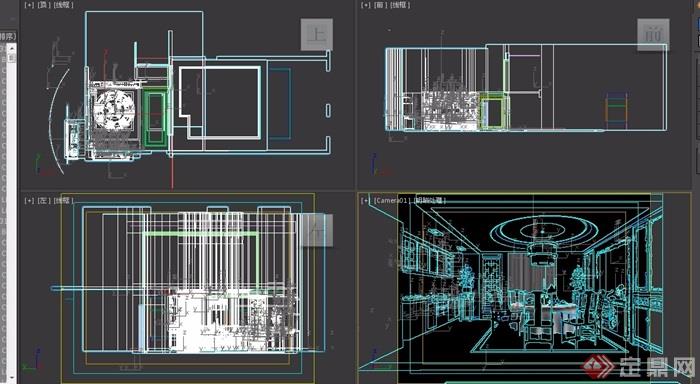 中式详细的完整餐厅空间装饰设计3d模型及效果图