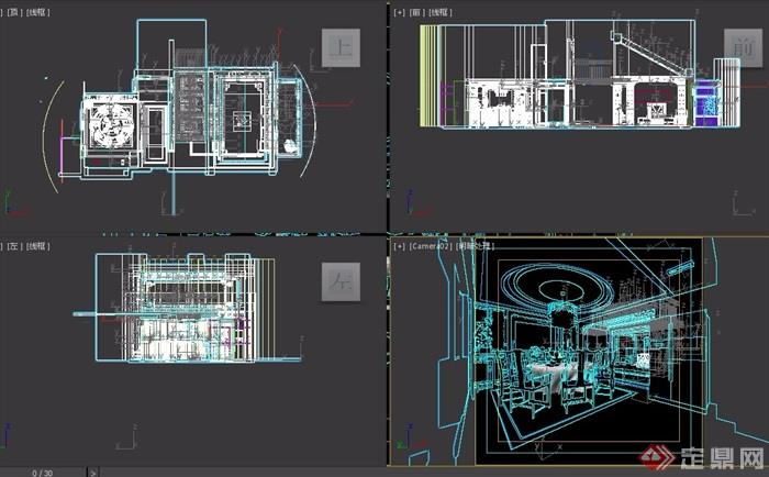 中式详细的餐厅室内装饰设计3d模型及效果图