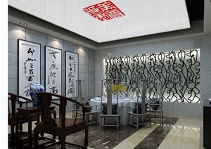 中式详细的完整餐厅装饰设计3d模型及效果图